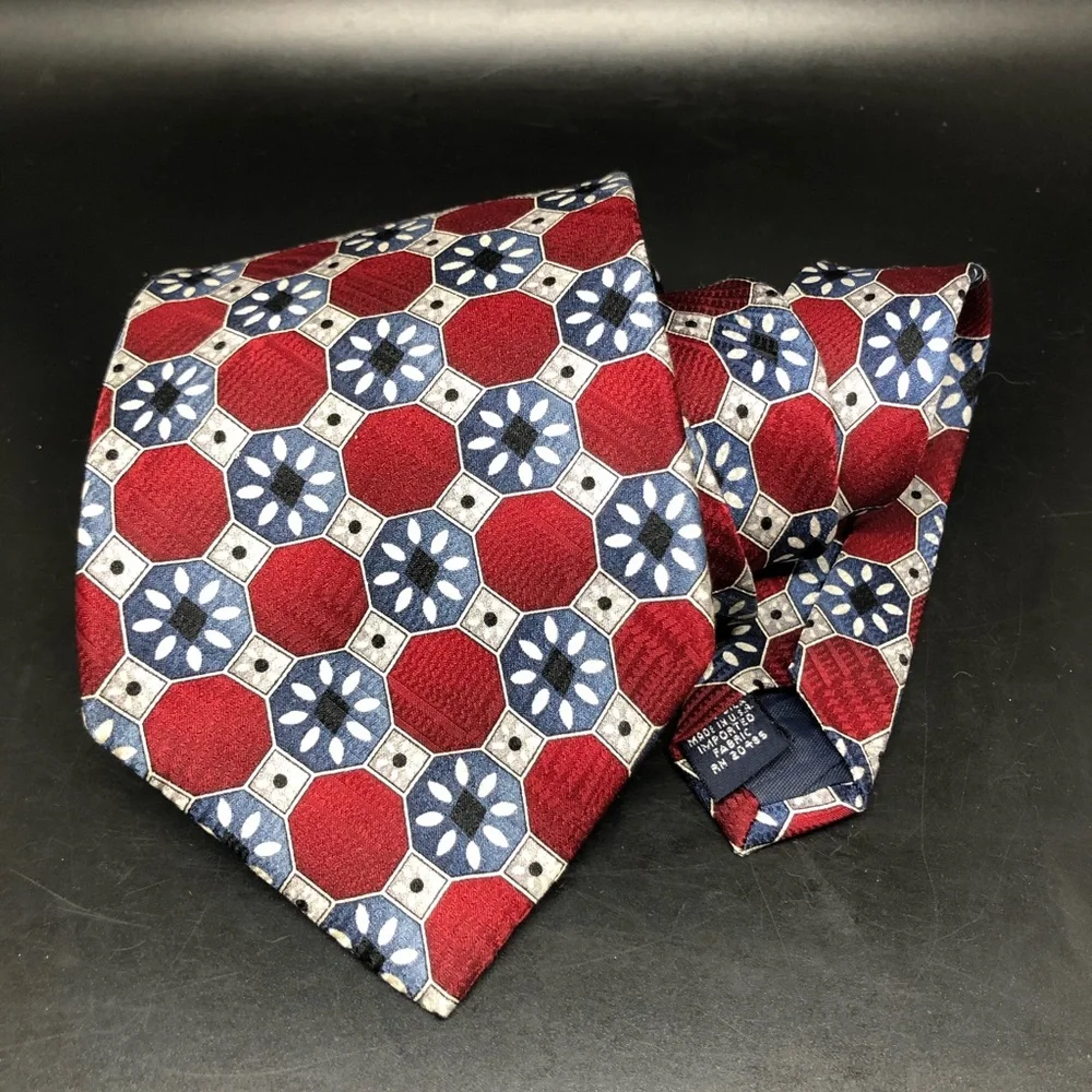 Vintage Pierre Cardin red gray geometric neck tie